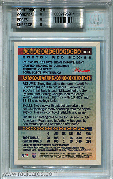 Nomar Garciaparra 1995 Bowman #249 BGS 9