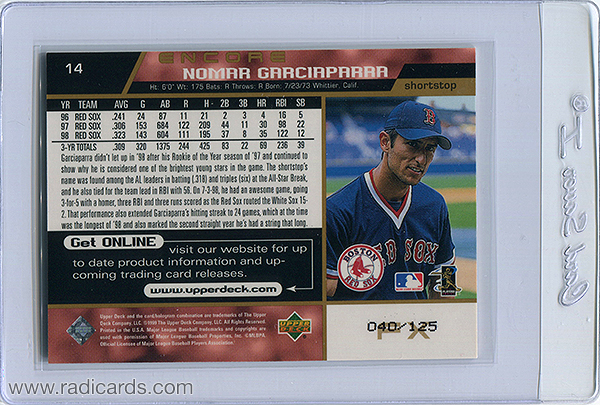Nomar Garciaparra 1999 Upper Deck Encore FX #14 Gold /125