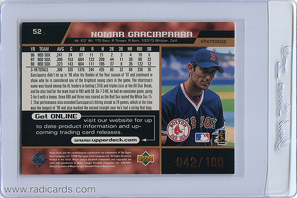 Nomar Garciaparra 1999 Upper Deck #52 Exclusives Level 1 /100