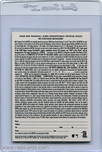 Nomar Garciaparra 2000 Topps #435 MVP Promotion /100