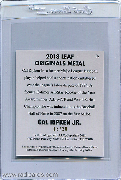 Cal Ripken Jr. 2018 Leaf Originals Metal '48 #07 Blue /20