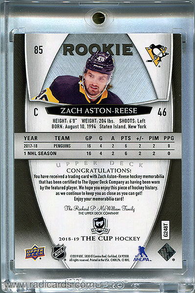 Zach Aston-Reese 2018-19 The Cup #85 Black Shield /1