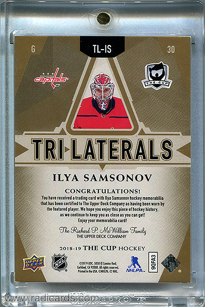 Ilya Samsonov 2018-19 The Cup Trilaterals Materials #TL-IS /33