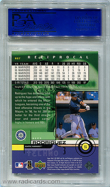 Alex Rodriguez 1999 UD Ionix #R87 Reciprocal /100 PSA 9