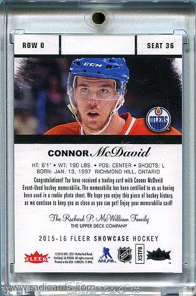 Connor McDavid 2015-16 Fleer Showcase Flair #36 Materials