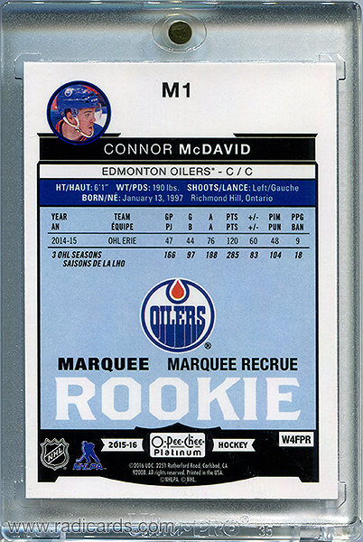 Connor McDavid 2015-16 O-Pee-Chee Platinum Marquee Rookies #M1