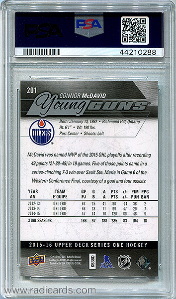 Connor McDavid 2015-16 Upper Deck #201 PSA 10