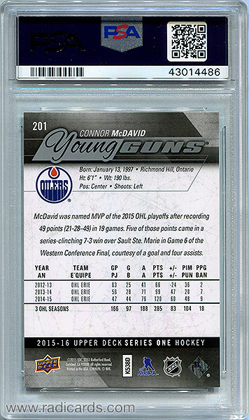 Connor McDavid 2015-16 Upper Deck #201 PSA 10