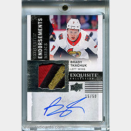 Brady Tkachuk 2018-19 Exquisite Collection Endorsements Relics #ER-BT /50