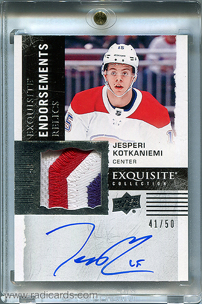 Jesperi Kotkaniemi 2018-19 Exquisite Collection Endorsements Relics #ER-KO /50