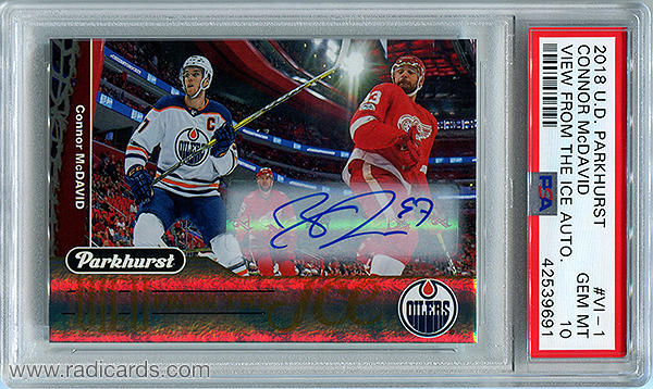 Connor McDavid 2018-19 Parkhurst View from the Ice #VI-1 Autographs PSA 10