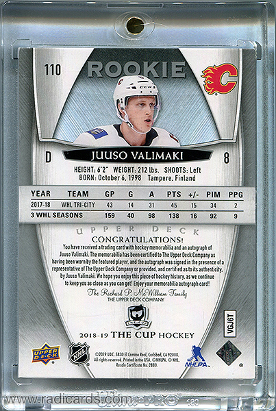 Juuso Valimaki 2018-19 The Cup #110 /249