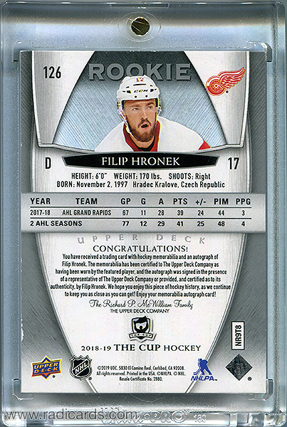 Filip Hronek 2018-19 The Cup #126 /249