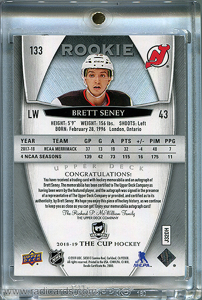 Brett Seney 2018-19 The Cup #133 /249
