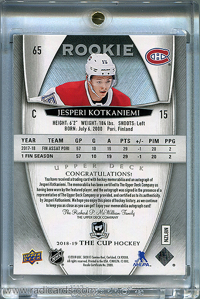 Jesperi Kotkaniemi 2018-19 The Cup #65 /99