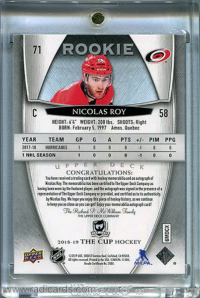 Nicolas Roy 2018-19 The Cup #71 /249