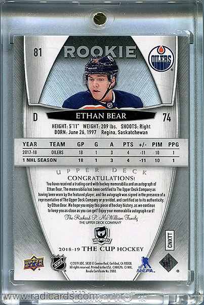 Ethan Bear 2018-19 The Cup #81 /249