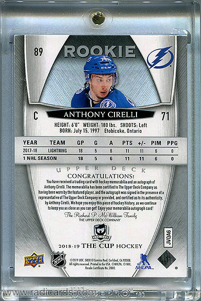 Anthony Cirelli 2018-19 The Cup #89 /249