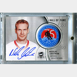 Nicklas Lidstrom 2018-19 The Cup Hockey Hall of Fame Anniversary 75/25 Patch Autographs #HOF-NL