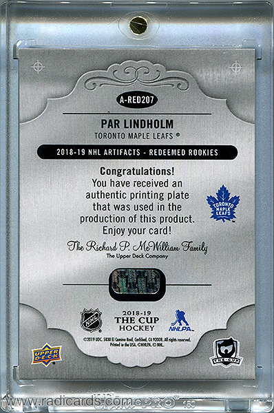 Par Lindholm 2018-19 The Cup Printing Plates Artifacts Yellow #A-RED207 /1
