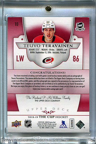 Teuvo Teravainen 2018-19 The Cup #10 Red /2