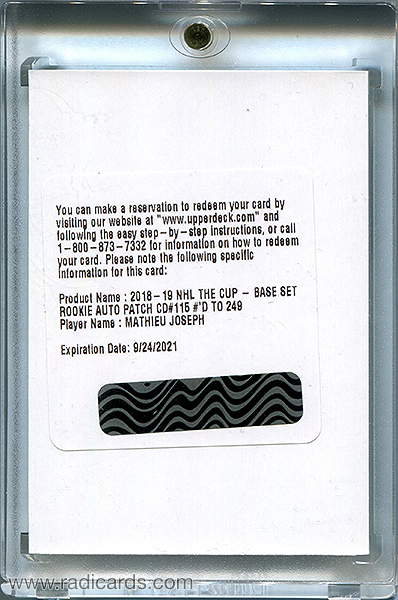 Mathieu Joseph 2018-19 The Cup #115 Redemption Card