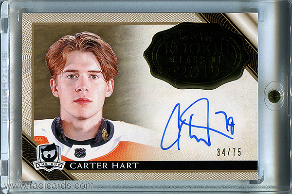 Carter Hart 2018-19 The Cup Rookie Class of 2019 #2019-CH Gold /75