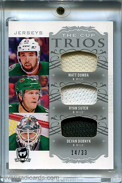 Matt Dumba/Ryan Suter/Devan Dubnyk 2018-19 The Cup Trios Jerseys #C3-MW2 /33