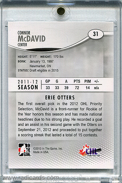 Connor McDavid 2012-13 ITG Heroes and Prospects #31