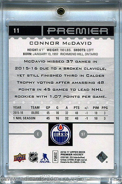 Connor McDavid 2016-17 Upper Deck Premier #11 /399