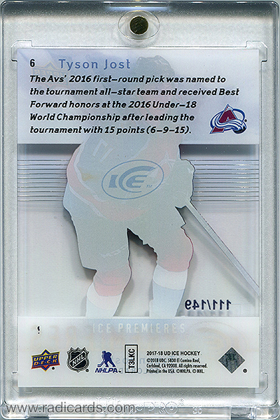 Tyson Jost 2017-18 Upper Deck Ice '07-08 Retro Ice Premieres #6 /149