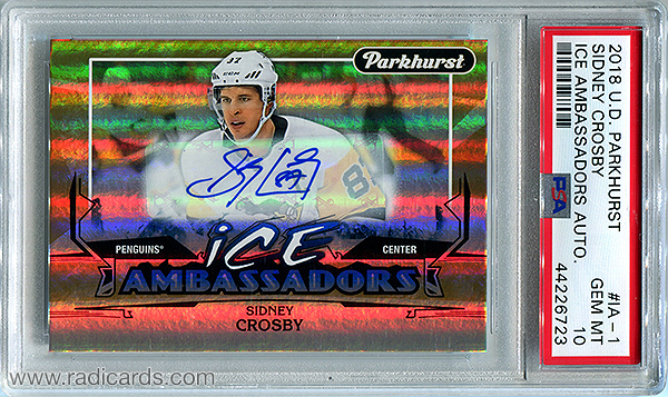 Sidney Crosby 2018-19 Parkhurst Ice Ambassadors #IA-1 Autographs PSA 10