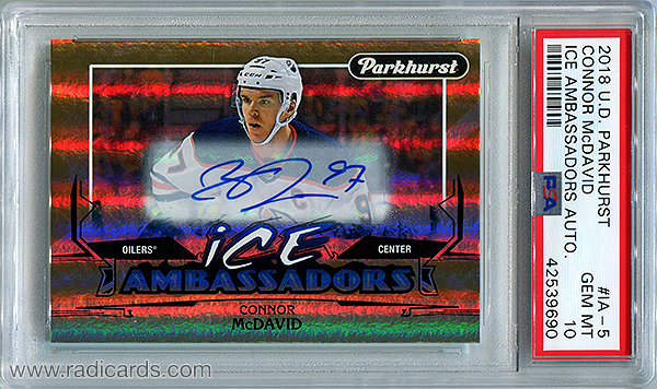 Connor McDavid 2018-19 Parkhurst Ice Ambassadors #IA-5 Autographs PSA 10