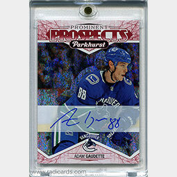 Adam Gaudette 2018-19 Parkhurst Prominent Prospects PP-16 Autographs Red /25