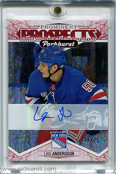 Lias Andersson 2018-19 Parkhurst Prominent Prospects PP-19 Autographs Red /25