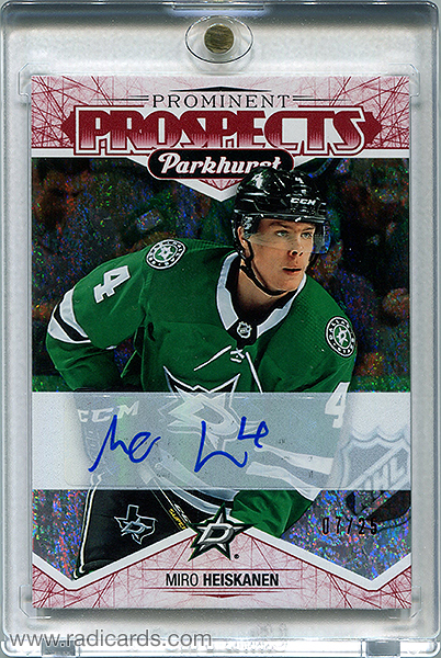 Miro Heiskanen 2018-19 Parkhurst Prominent Prospects PP-3 Autographs Red /25