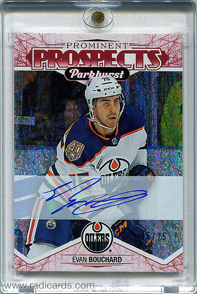 Evan Bouchard 2018-19 Parkhurst Prominent Prospects PP-6 Autographs Red /25