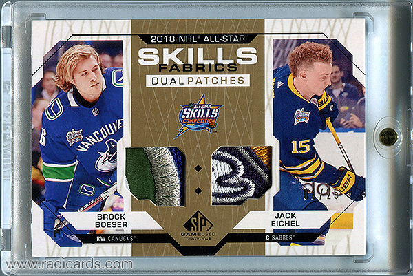 Brock Boeser/Jack Eichel 2018-19 SP Game Used '18 All Star Skills Fabrics Dual Patch #AS2-BE /25