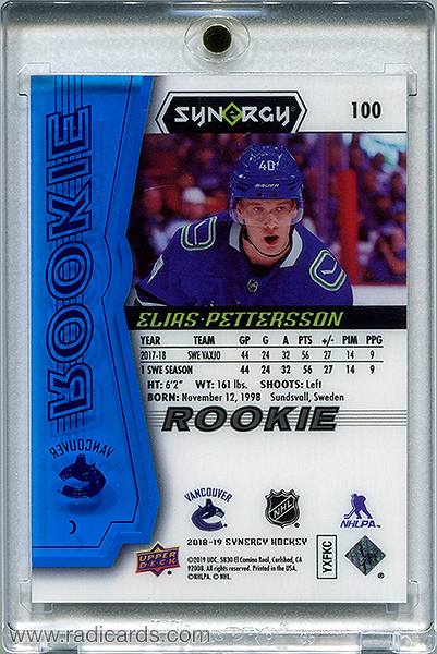 Elias Pettersson 2018-19 Synergy #100 Blue /399