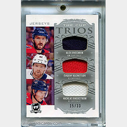 Alexander Ovechkin/Evgeny Kuznetsov/Nicklas Backstrom 2018-19 The Cup Trios Jerseys #C3-WC1 /33