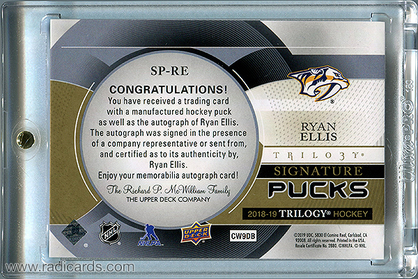 Ryan Ellis 2018-19 Upper Deck Trilogy Signature Pucks #SP-RE