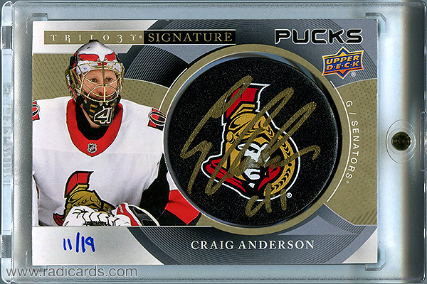 Craig Anderson 2018-19 Upper Deck Trilogy Signature Pucks #SP-AN Team Logo /19