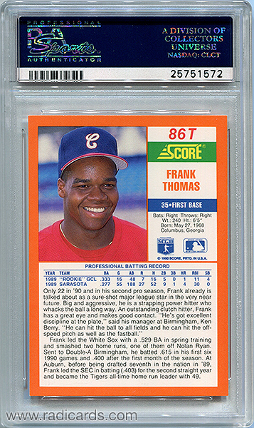 Frank Thomas 1990 Score Rookie/Traded #86T PSA 10