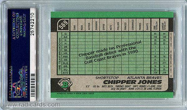 Chipper Jones 1991 Bowman #569 PSA 10