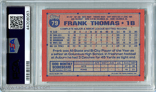 Frank Thomas 1991 Topps #79 Desert Shield PSA 9