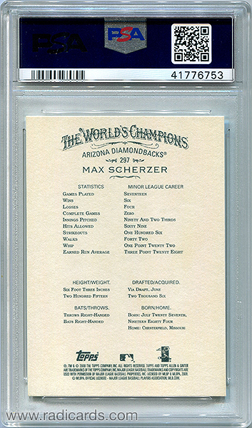 Max Scherzer 2008 Topps Allen and Ginter #297 PSA 10