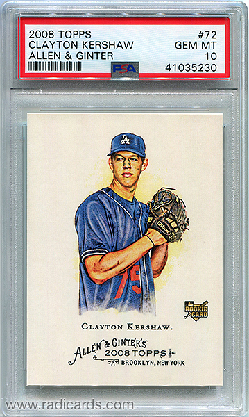 Clayton Kershaw 2008 Topps Allen and Ginter #72 PSA 10