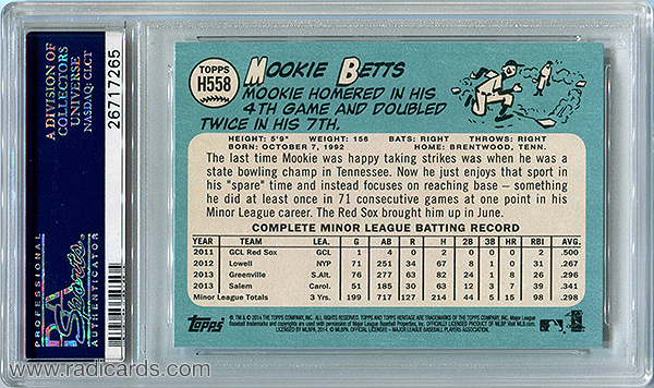 Mookie Betts 2014 Topps Heritage #H558 PSA 10