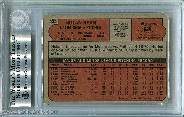 Nolan Ryan 1972 Topps #595 BAS