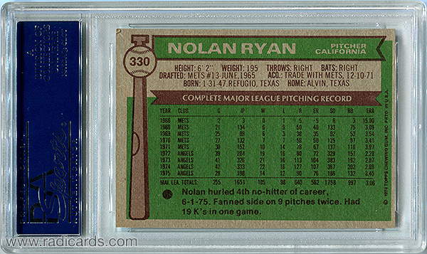 Nolan Ryan 1976 Topps #330 PSAAU
